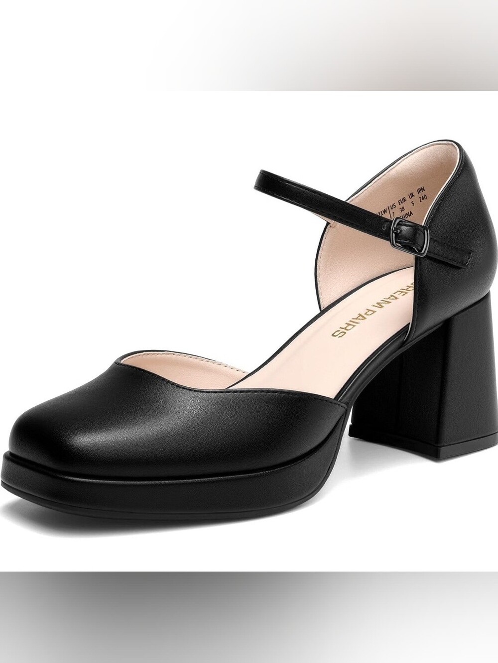 NIB Black Platform Mary Jane Chunky Block Heels Size 9